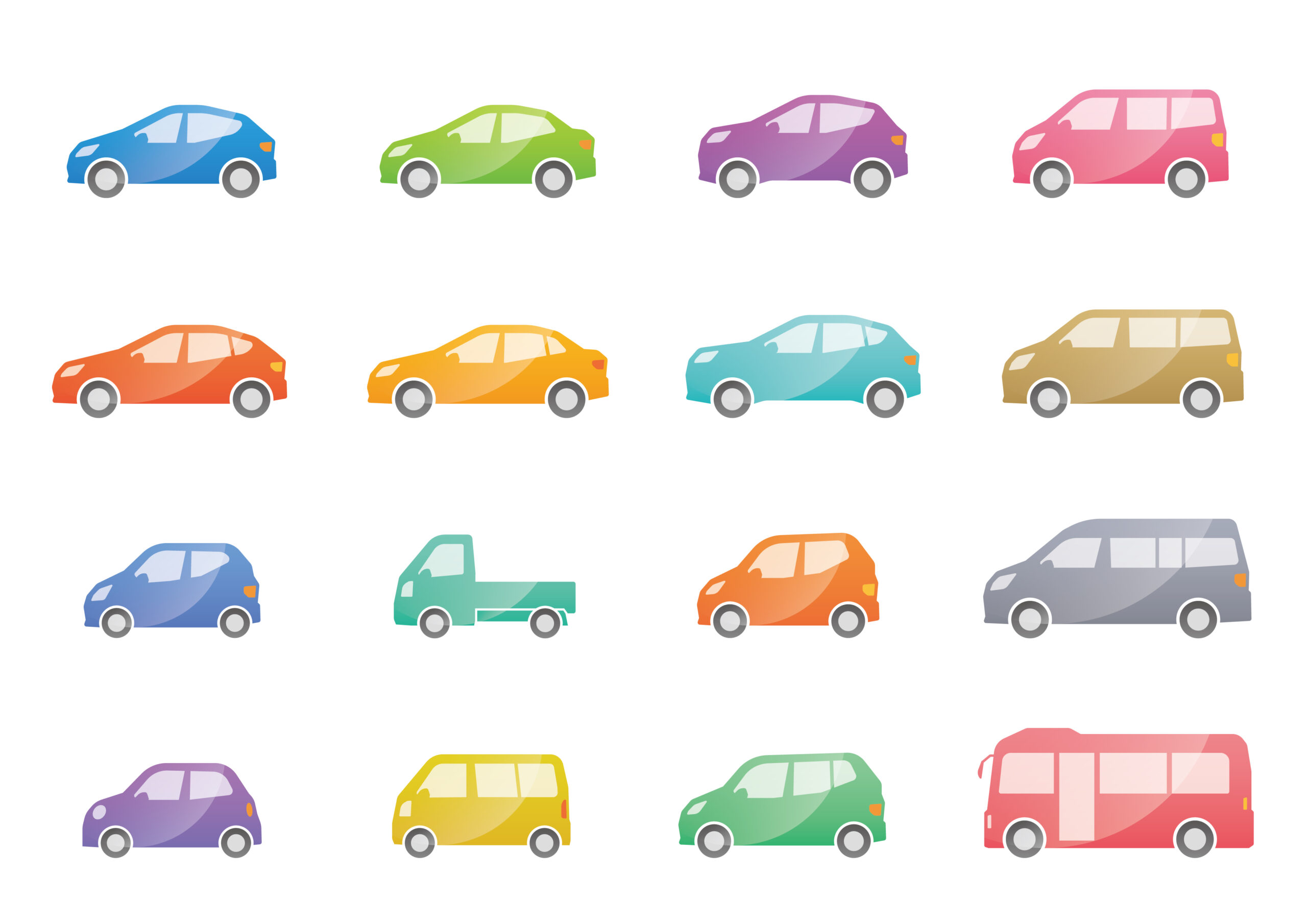 いろいろな車のかわいいイラスト