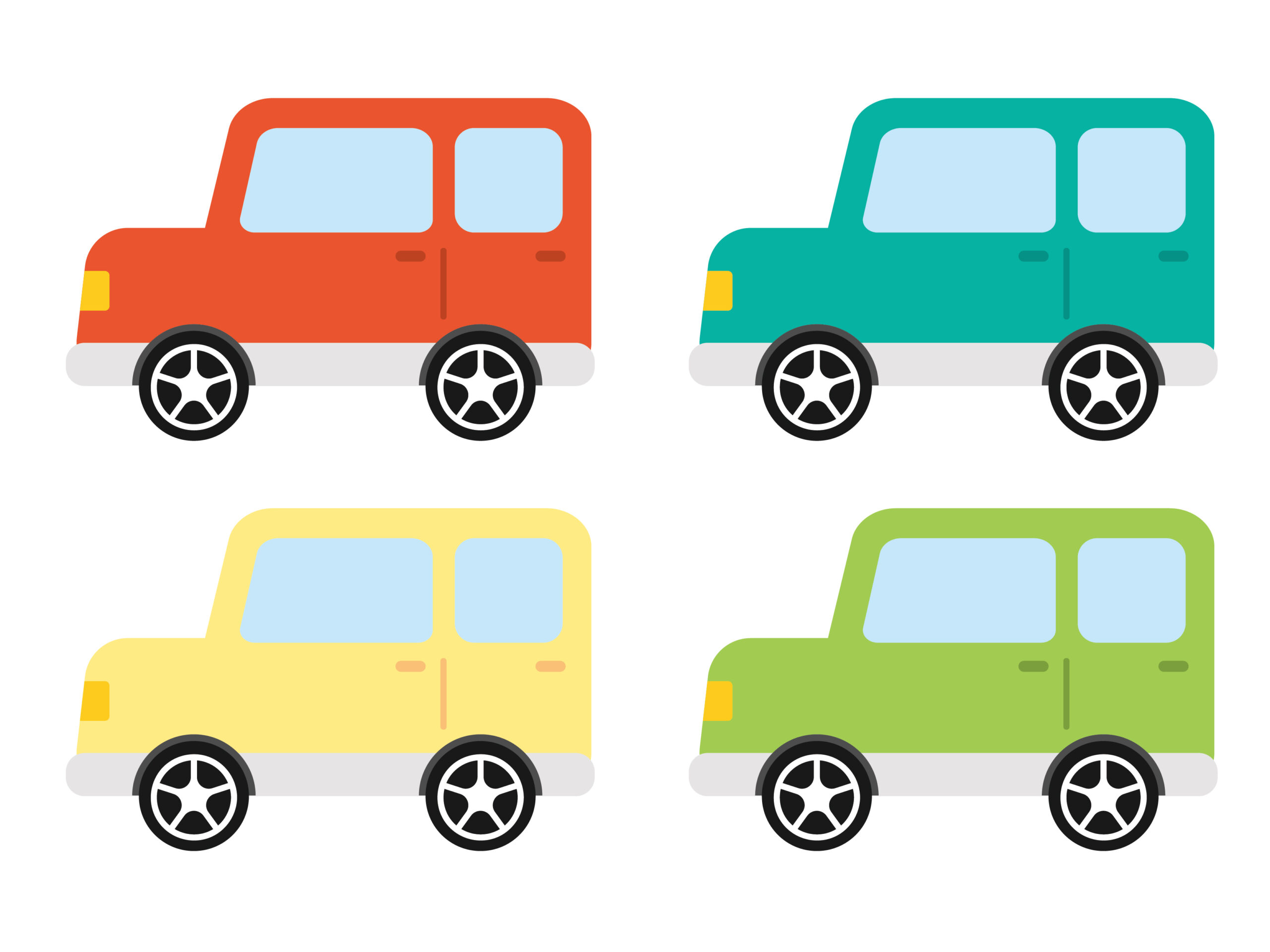 カラフルな車かわいいイラスト